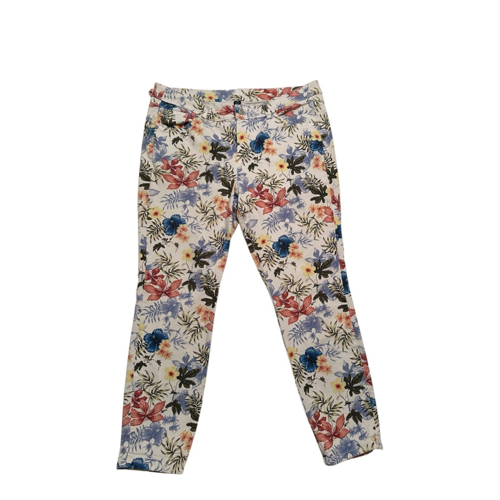 Tommy Bahama Ankle Floral Denim Jeans Womens 14 Multicolor Beach Tropical Pants - Picture 12 of 16